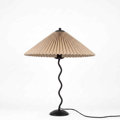 Ondine Pleated Table Lamp in Black and Beige, secondary full-product view