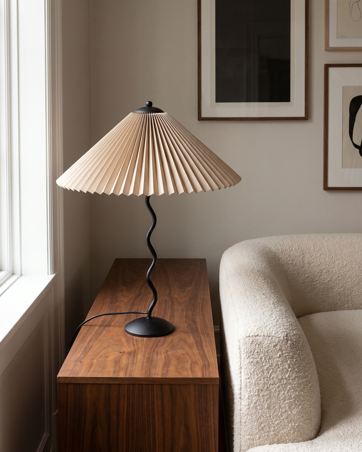 Ondine Pleated Table Lamp in a styled room