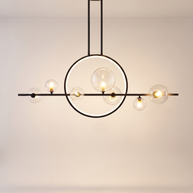 Comvilo Noctelle Seven Light Glass Bubble Chandelier in a seven-light configuration, shown lit with warm white light.