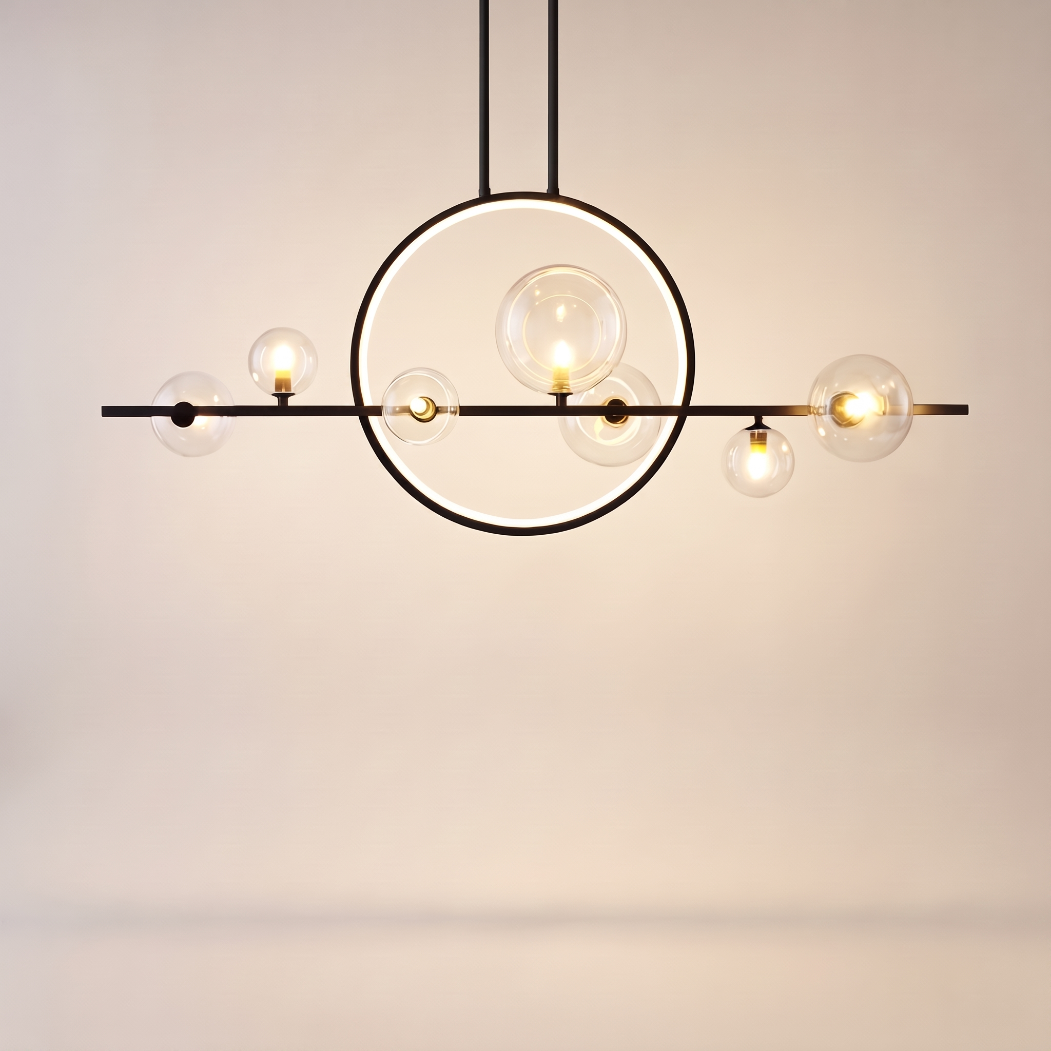 Comvilo Noctelle Seven Light Glass Bubble Chandelier in a seven-light configuration, complete, on a plain studio background.