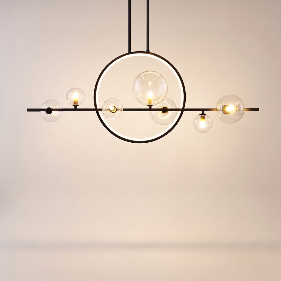 Comvilo Noctelle Seven Light Glass Bubble Chandelier in a seven-light configuration, complete, on a plain studio background.