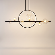 Comvilo Noctelle Seven Light Glass Bubble Chandelier in a seven-light configuration, at a three-quarter studio angle.