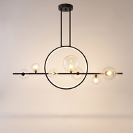 Comvilo Noctelle Seven Light Glass Bubble Chandelier in a seven-light configuration, showing construction.