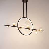 Comvilo Noctelle Seven Light Glass Bubble Chandelier in a seven-light configuration, in profile from an alternate angle.