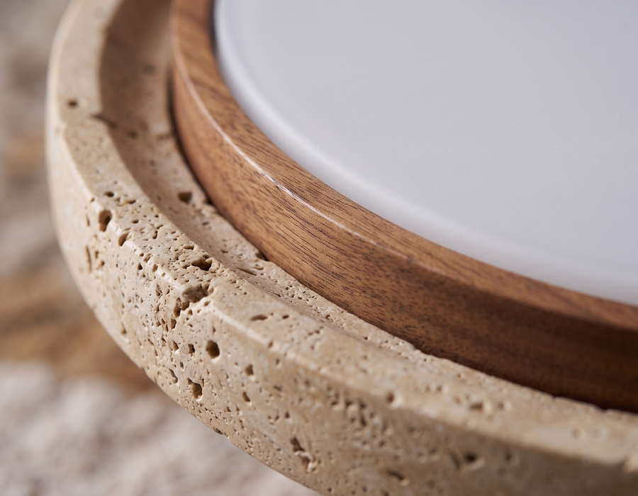 Pietra Walnut Travertine Ceiling Light material detail