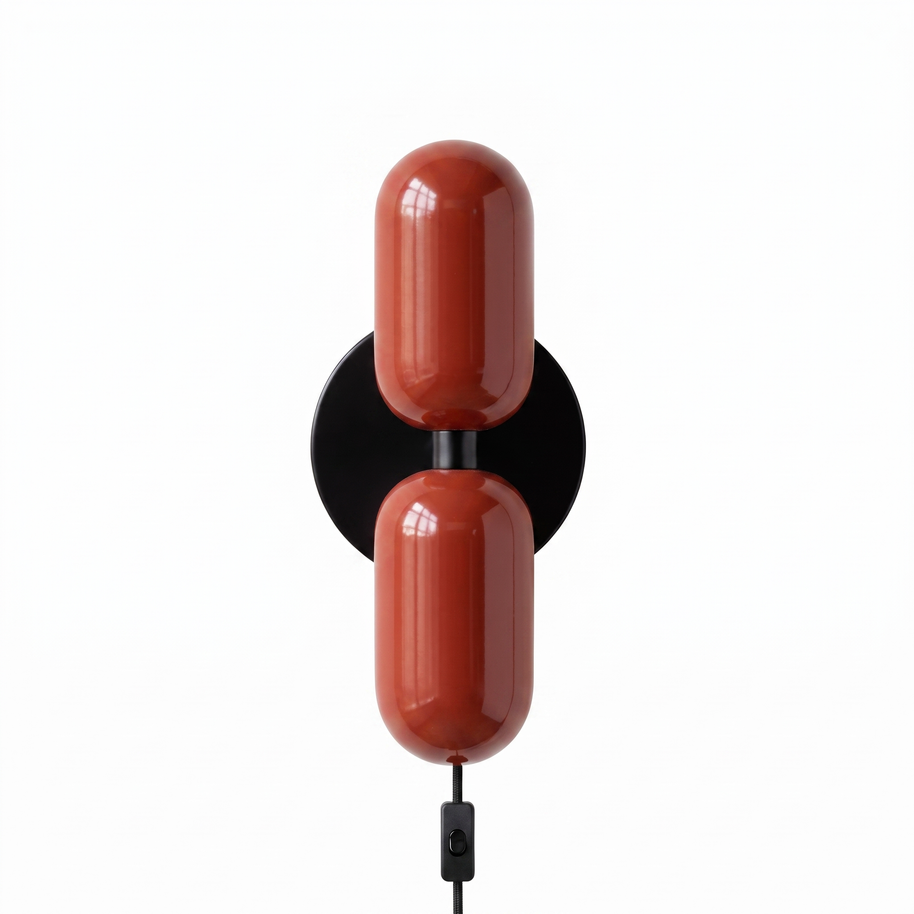 Coralie Two-Tone Wall Light in Red and Black Canopy, primary full-product view
