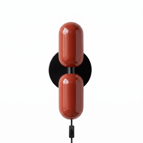 Coralie Two-Tone Wall Light in Red and Black Canopy, primary full-product view