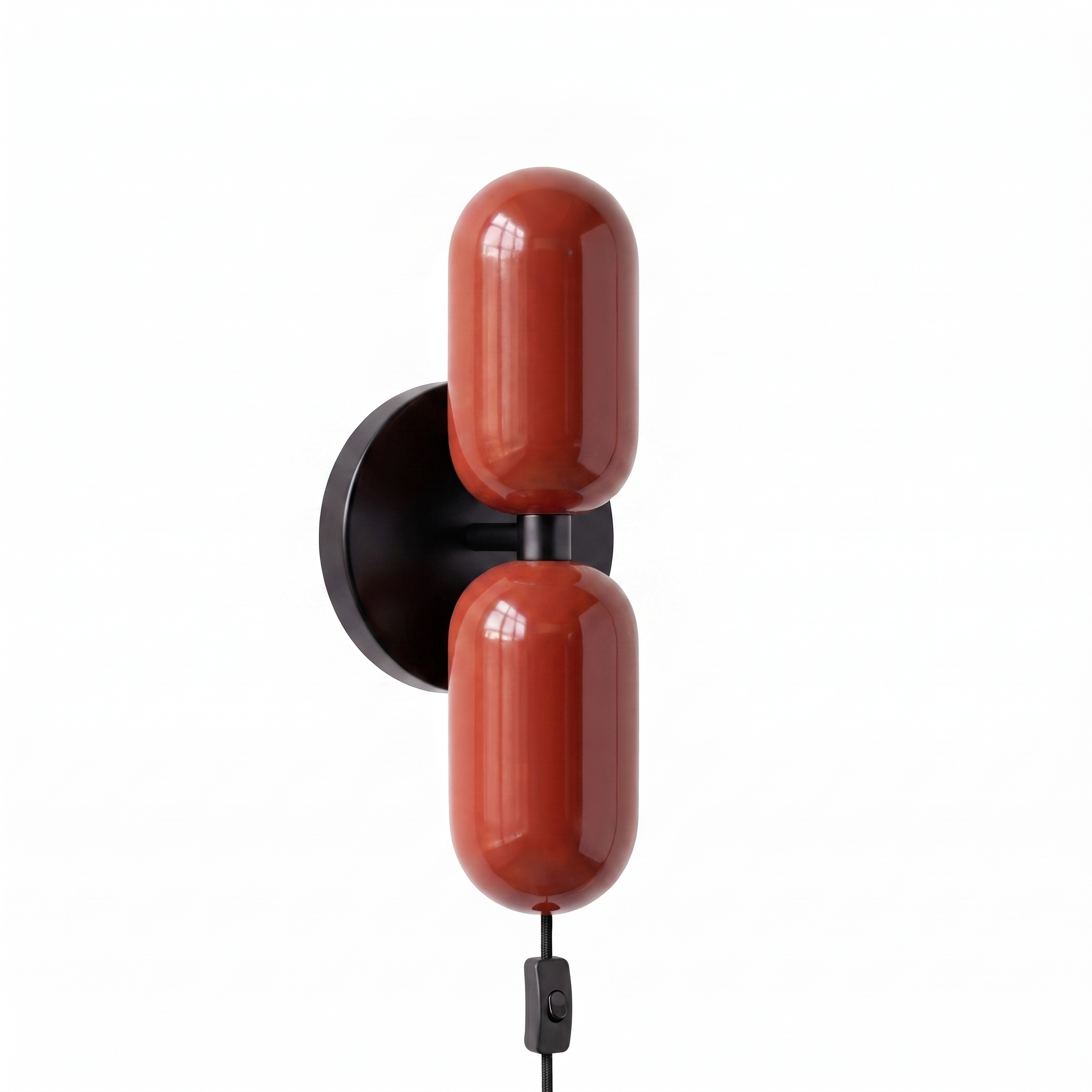 Coralie Two-Tone Wall Light in Red and Black Canopy, secondary full-product view