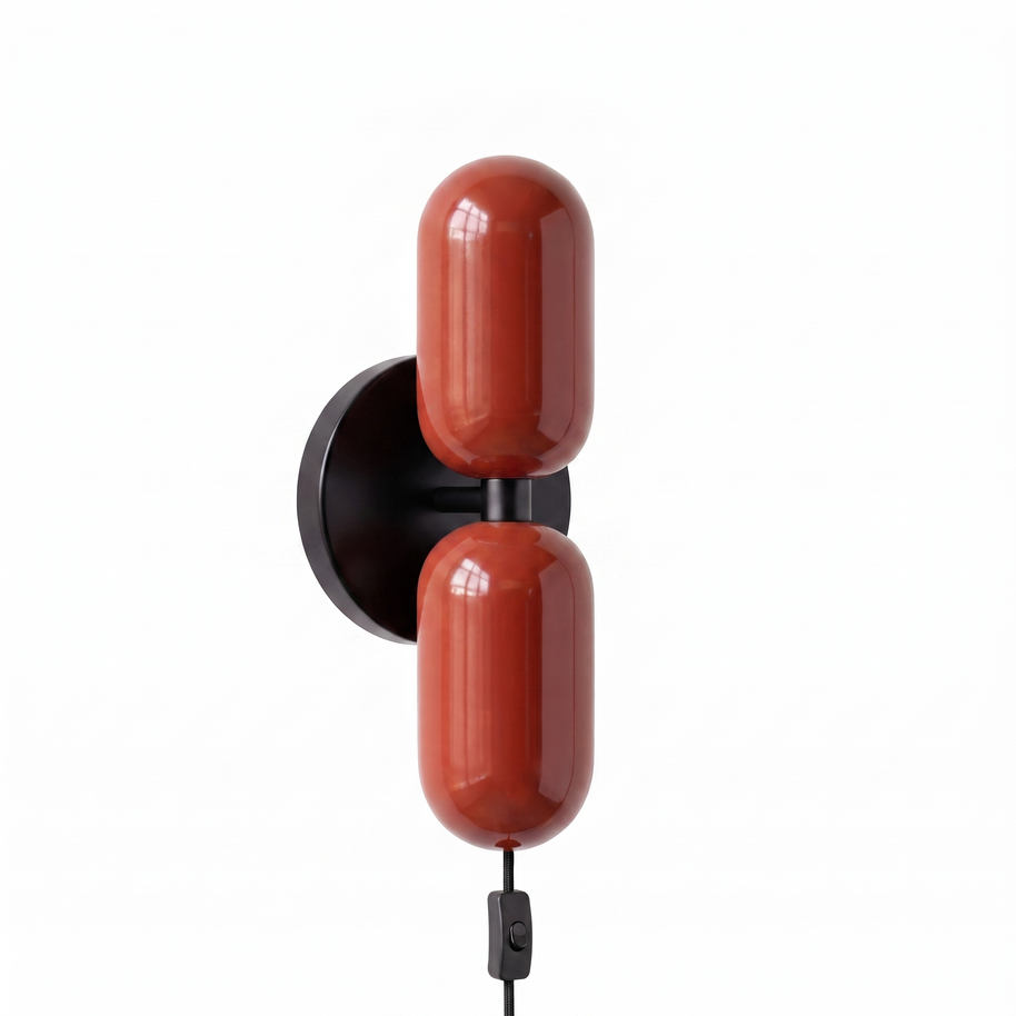 Coralie Two-Tone Wall Light in Red and Black Canopy, secondary full-product view