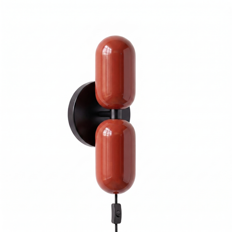 Coralie Two-Tone Wall Light in Red and Black Canopy, secondary full-product view