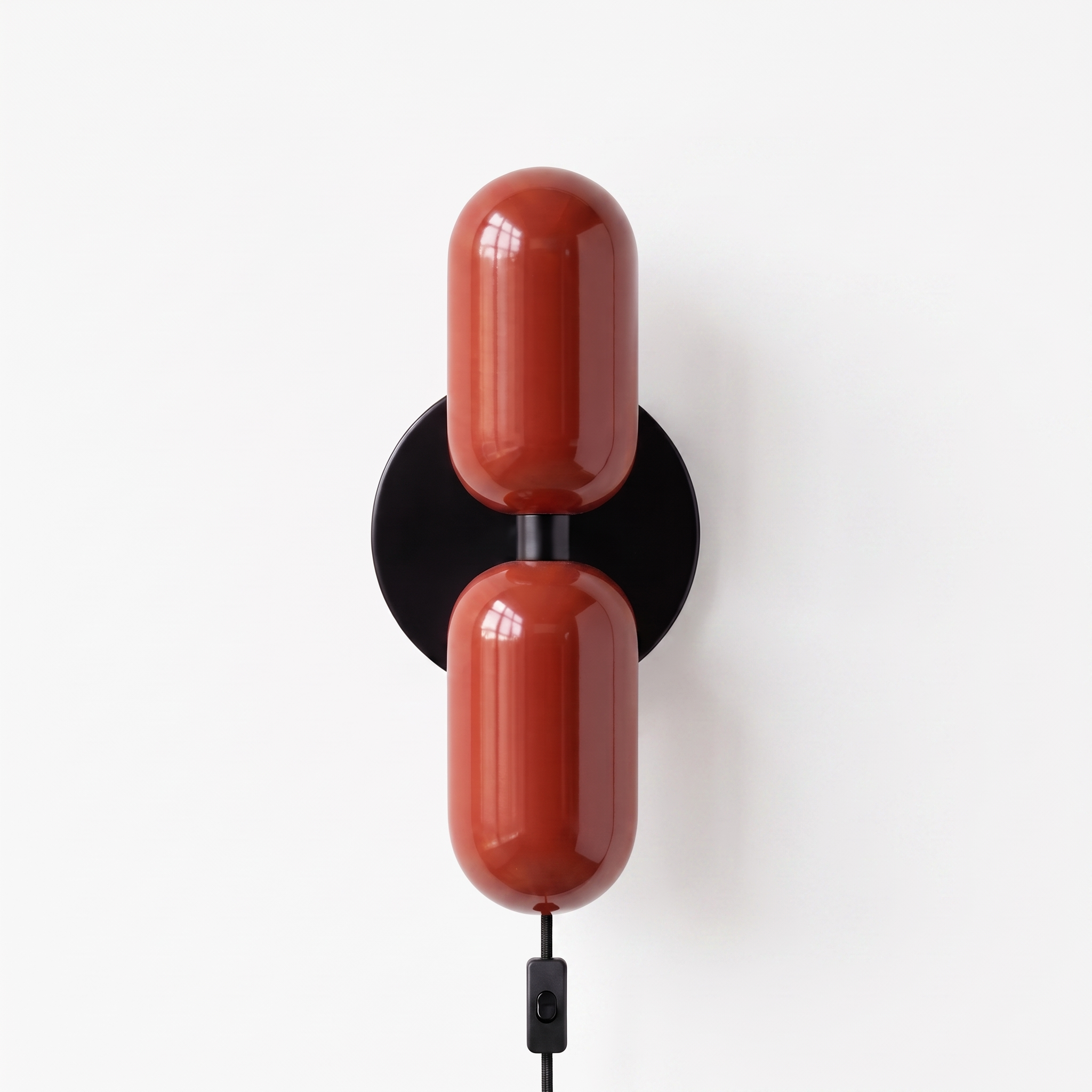 Coralie Two-Tone Wall Light in Red and Black Canopy, detail view