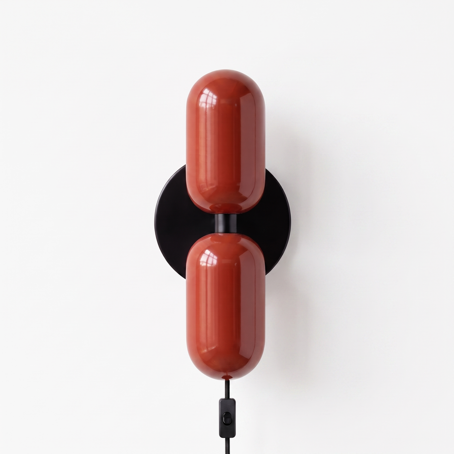 Coralie Two-Tone Wall Light in Red and Black Canopy, detail view