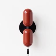 Coralie Two-Tone Wall Light in Red and Black Canopy, detail view