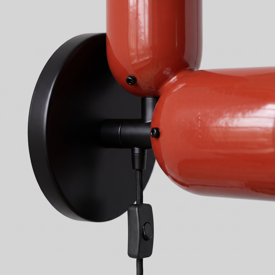 Coralie Two-Tone Wall Light in Red and Black Canopy, additional product view