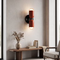 Coralie Two-Tone Wall Light in Red and Black Canopy, portrait product view