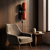 Coralie Two-Tone Wall Light in Red and Black Canopy, portrait product view