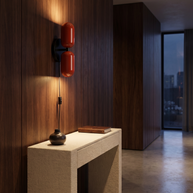 Coralie Two-Tone Wall Light in Red and Black Canopy, portrait product view