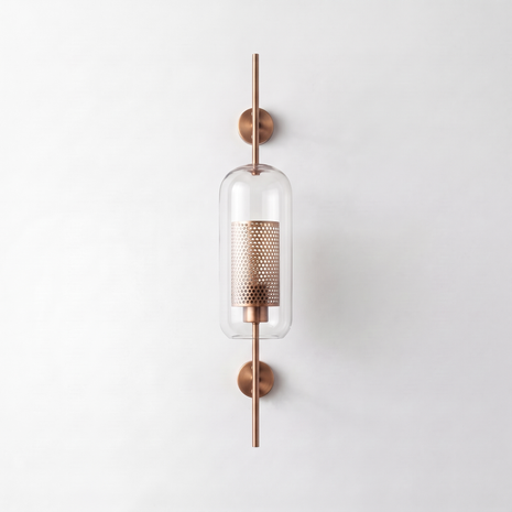 Comvilo Chiswick Glass Wall Light in Copper plating and Clear, primary full-product view