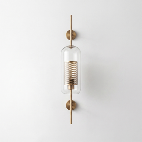 Comvilo Chiswick Glass Wall Light in Copper plating and Clear, secondary full-product view