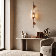 Comvilo Chiswick Glass Wall Light in Copper plating and Clear, portrait product view