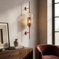 Comvilo Chiswick Glass Wall Light in Copper plating and Clear, portrait product view