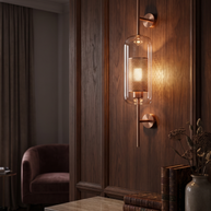 Comvilo Chiswick Glass Wall Light in Copper plating and Clear, portrait product view