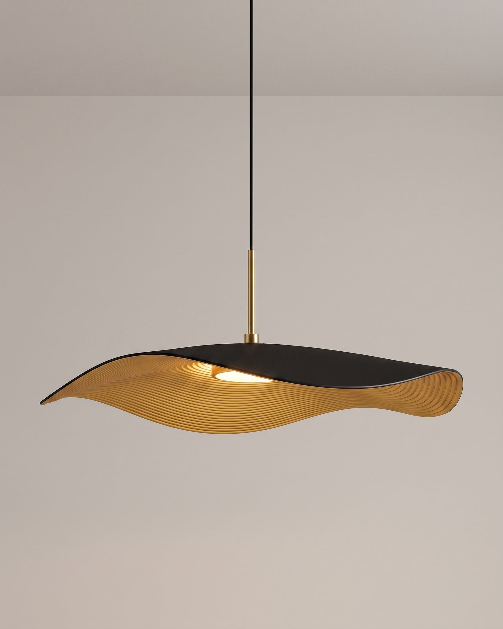 Comvilo Valentina Pendant Lamp in black resin and acrylic, installed, from a different vantage.