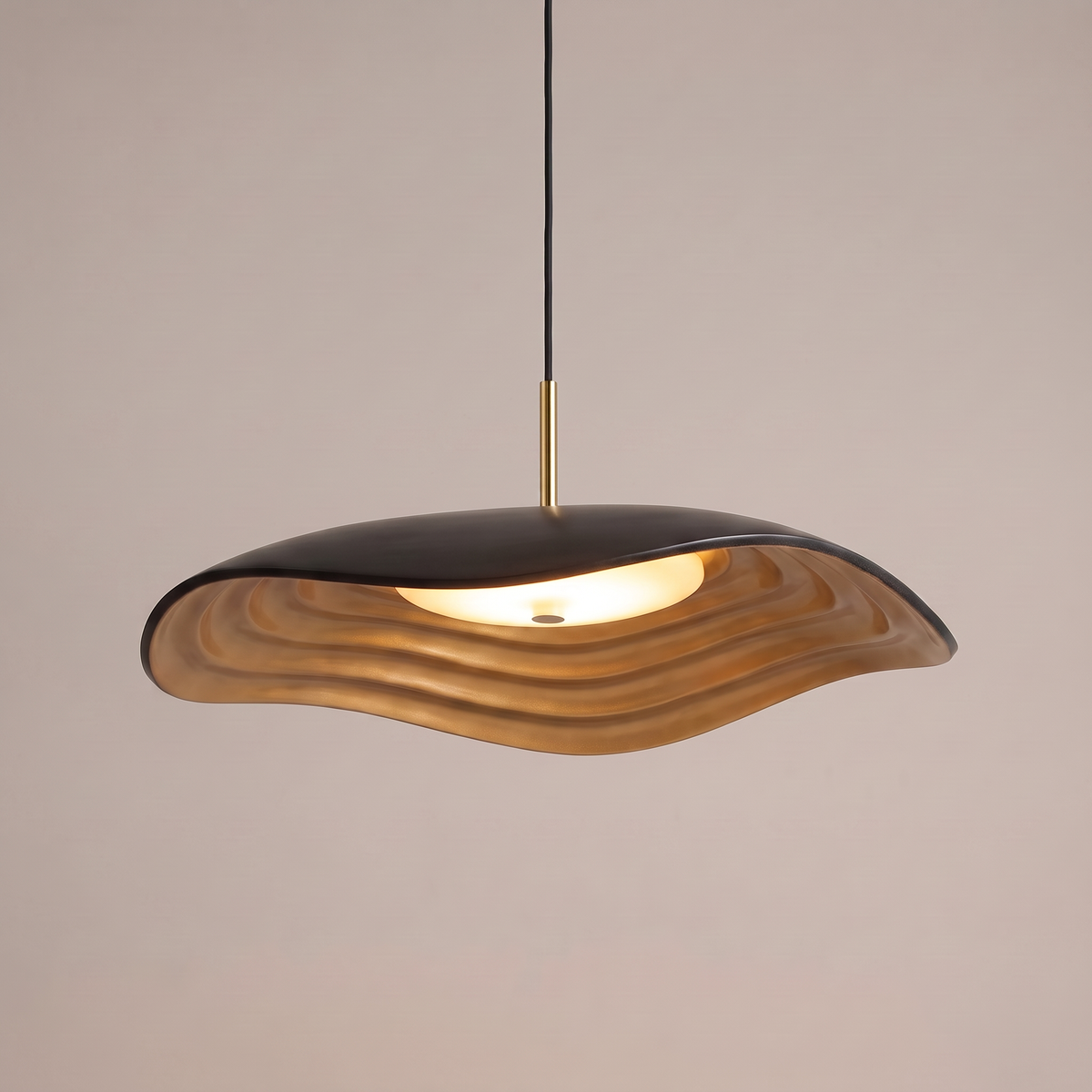 Comvilo Valentina Pendant Lamp in black resin and acrylic, complete, on a plain studio background