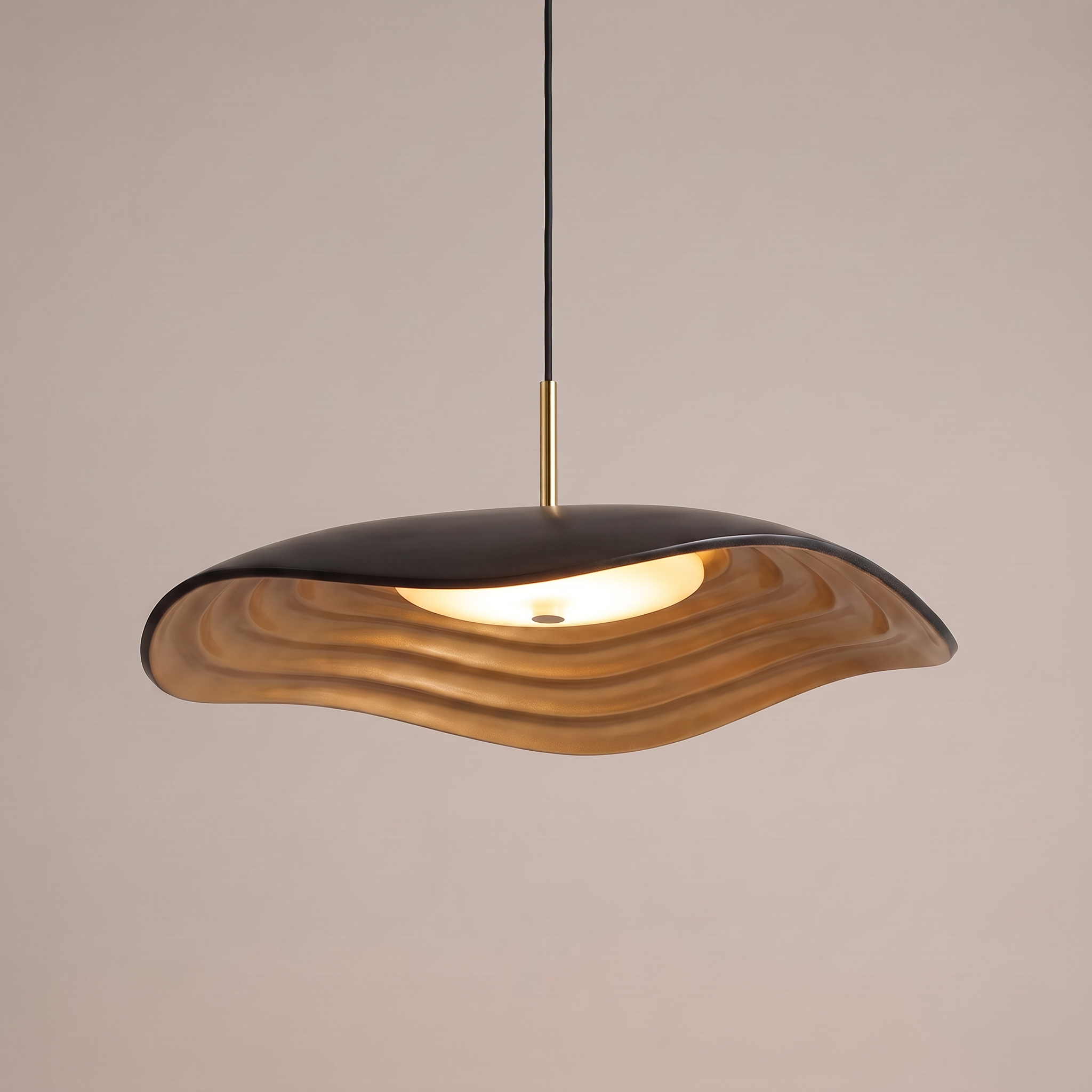 Comvilo Valentina Pendant Lamp in black resin and acrylic, complete, on a plain studio background.