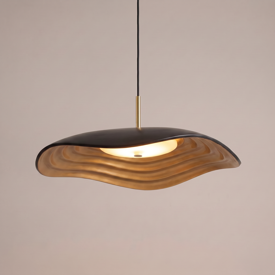 Comvilo Valentina Pendant Lamp in black resin and acrylic, complete, on a plain studio background.