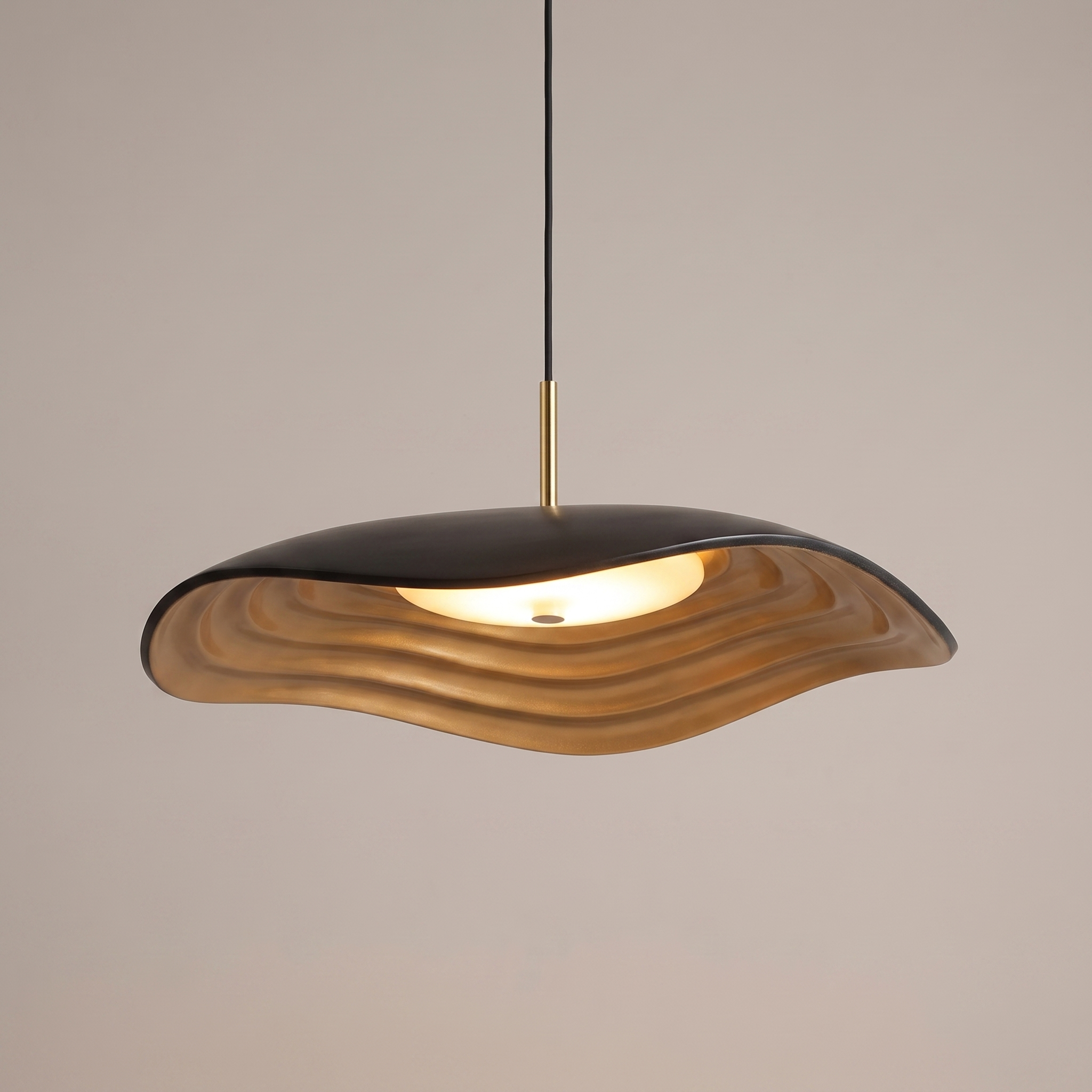 Comvilo Valentina Pendant Lamp in black resin and acrylic, at a three-quarter studio angle.
