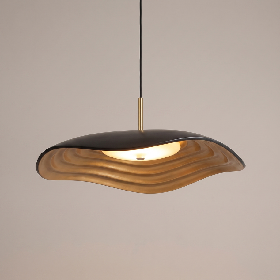 Comvilo Valentina Pendant Lamp in black resin and acrylic, at a three-quarter studio angle.
