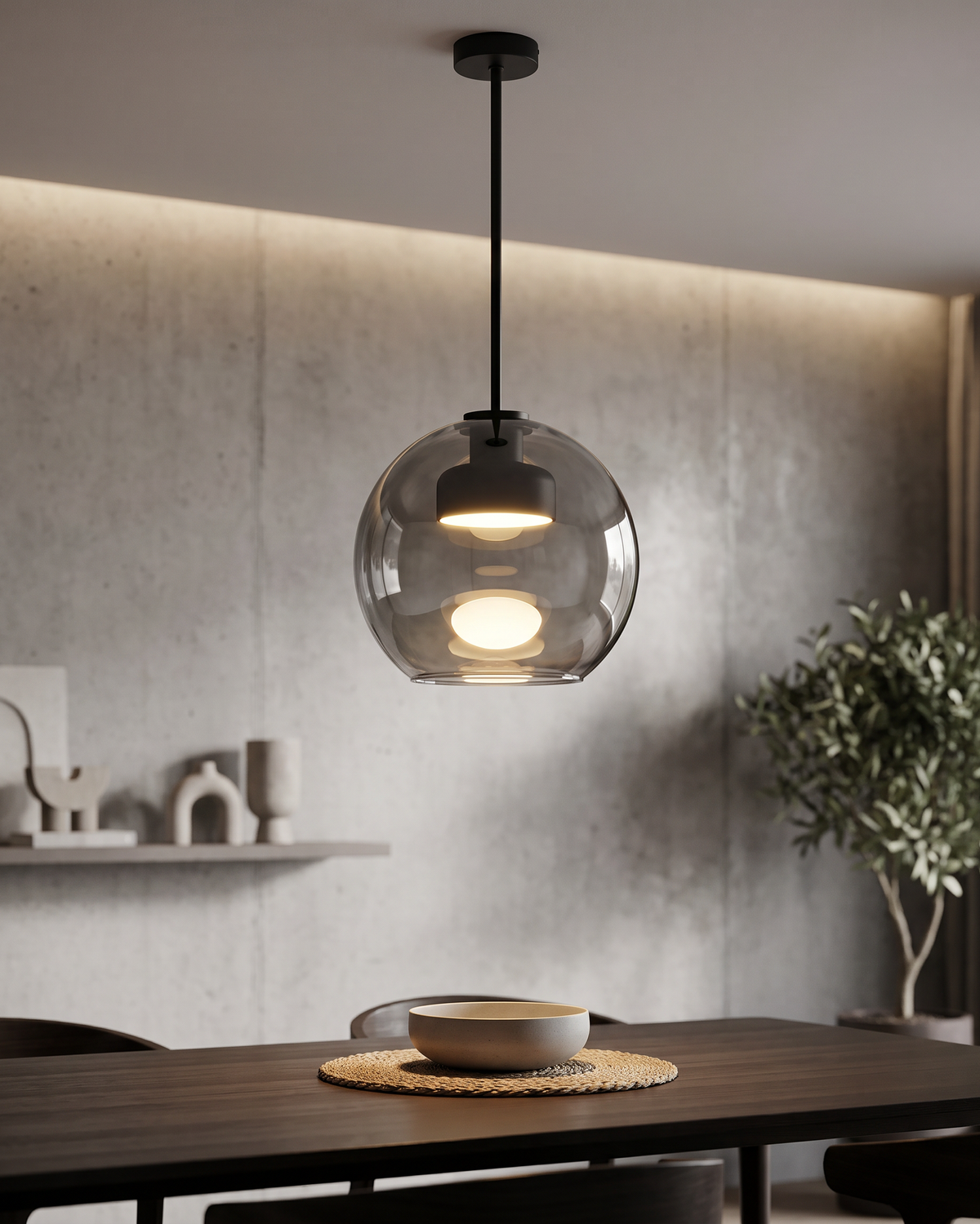 Comvilo Metro Sphere Glass Pendant Lamp in a styled room