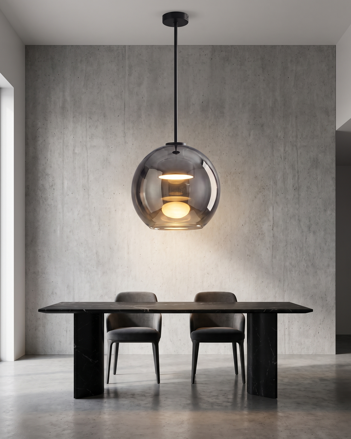 Comvilo Metro Sphere Glass Pendant Lamp in a styled room