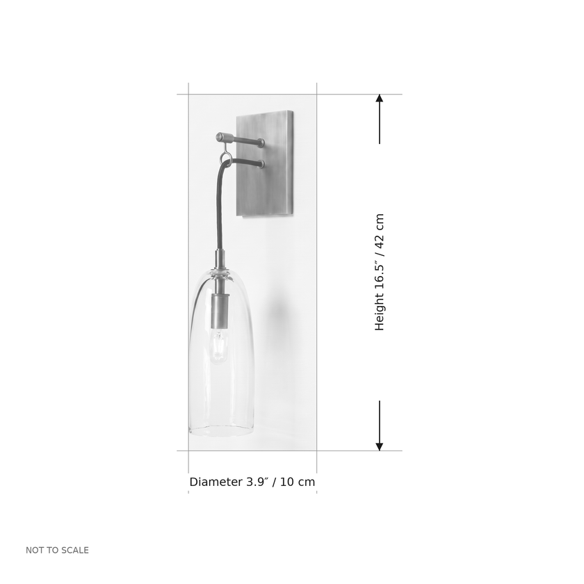 Comvilo Lure Wall Lamp dimension diagram, not to scale.