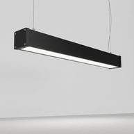 Comvilo Minimalist Black LED Recessed Office Hanging Linear Light Set in black, installed in a plain interior.