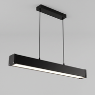 Comvilo Minimalist Black LED Recessed Office Hanging Linear Light Set in black, showing construction.