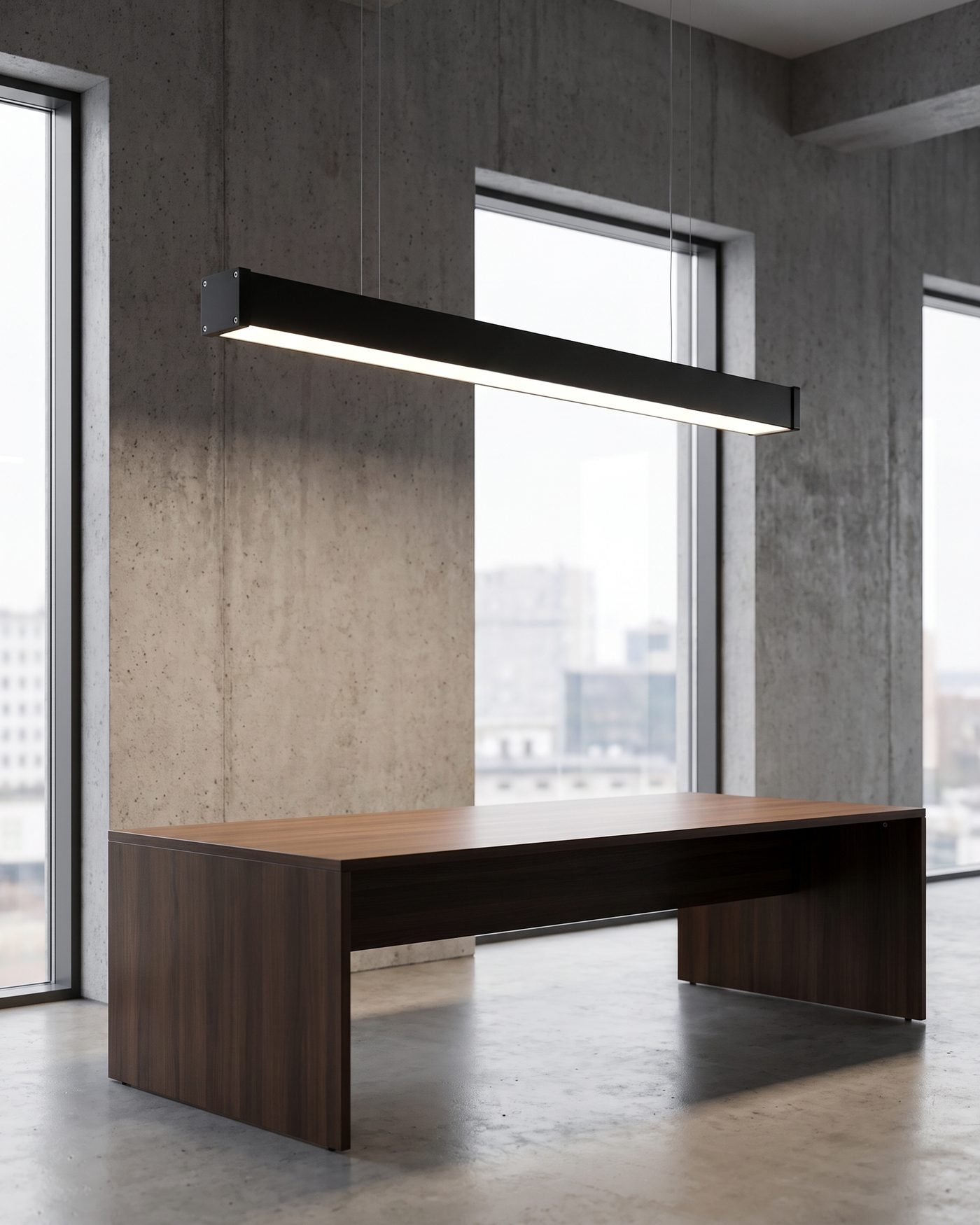 Comvilo Minimalist Black LED Recessed Office Hanging Linear Light Set