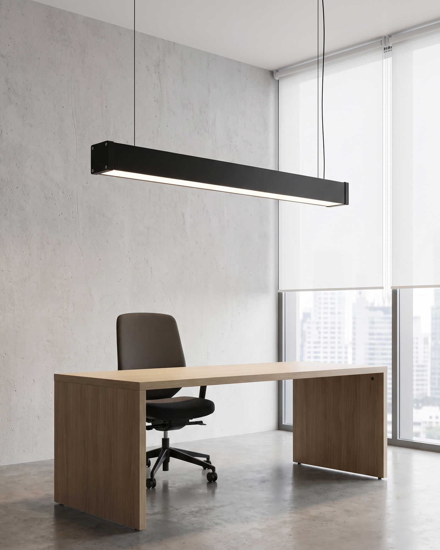 Comvilo Minimalist Black LED Recessed Office Hanging Linear Light Set