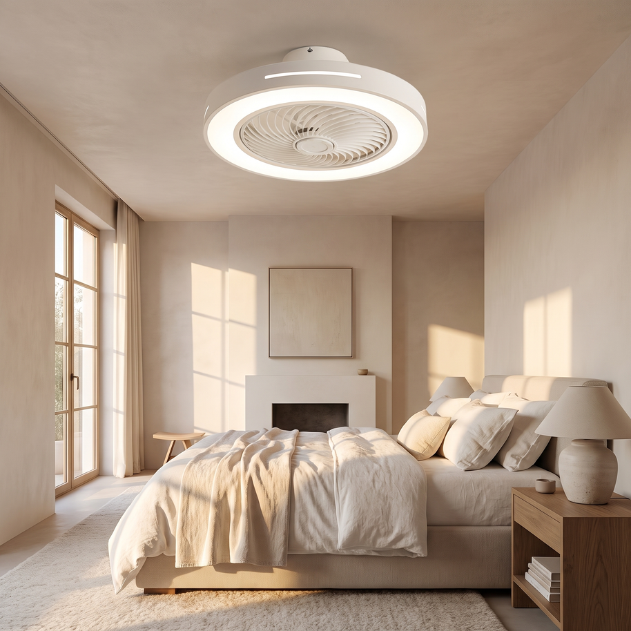 Flush Mount Ceiling Fan with LED Light