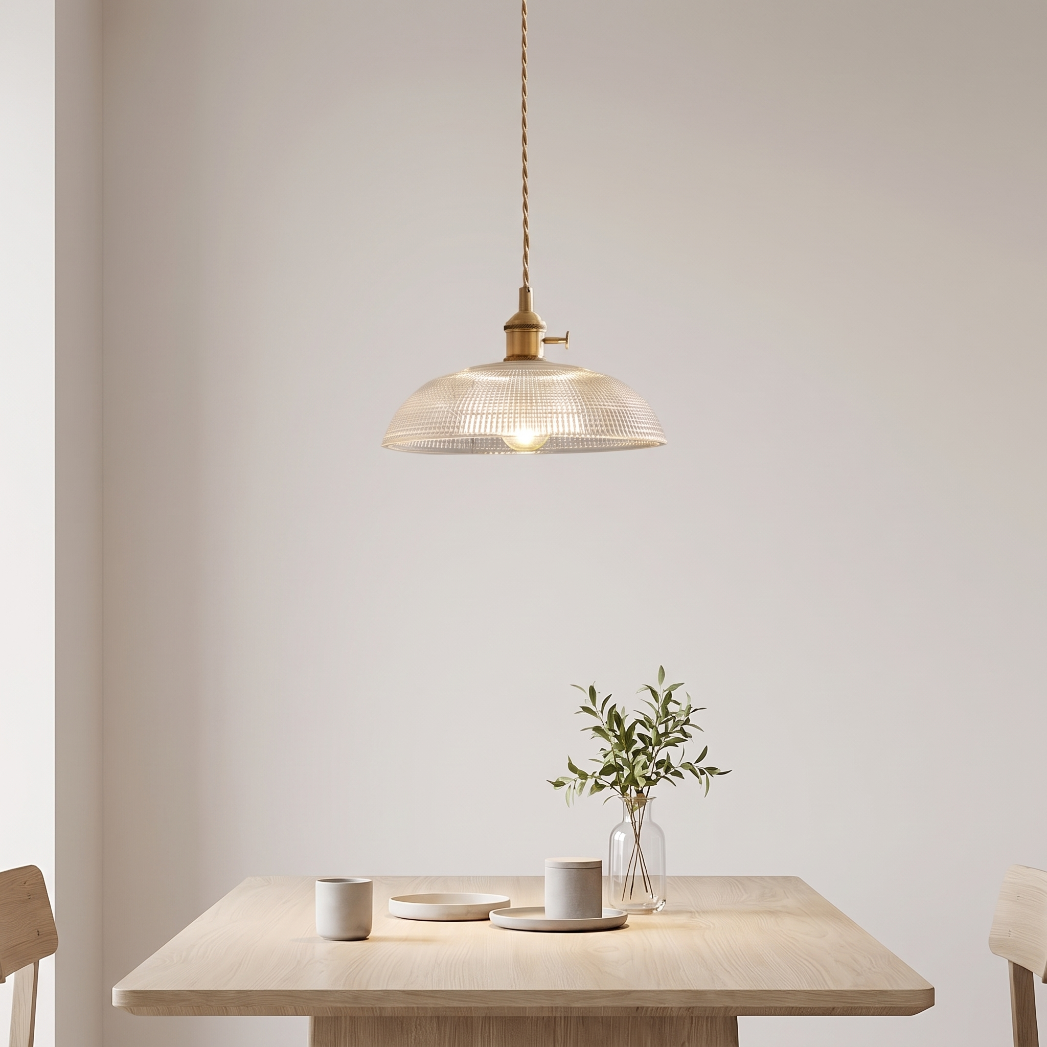 Ribbed Spiral Pendant Light