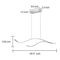 Sizing diagram of the smaller pendant, 39.37 inches wide and 7.08 inches deep.