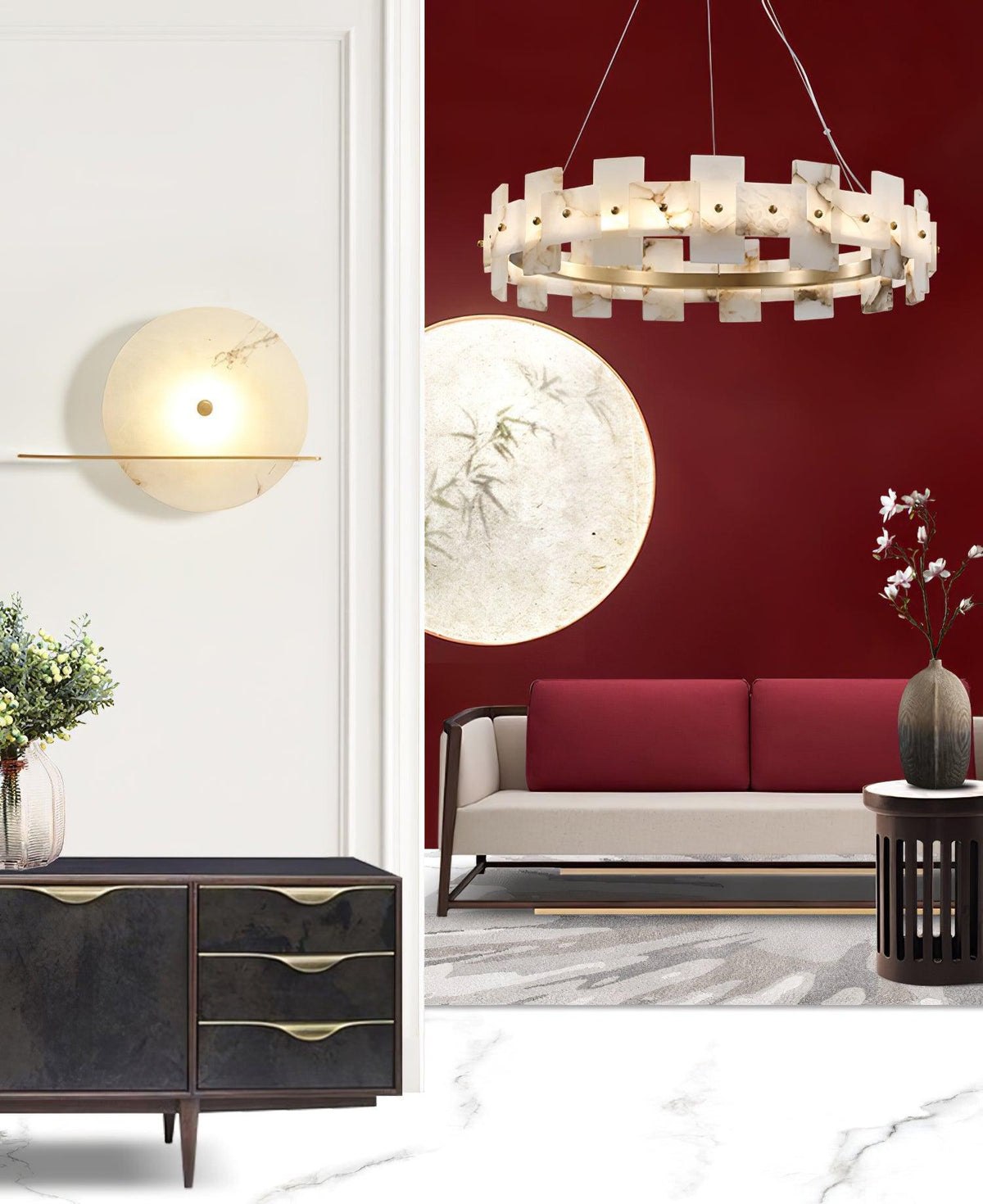 Zelvara Alabaster Ring Chandelier
