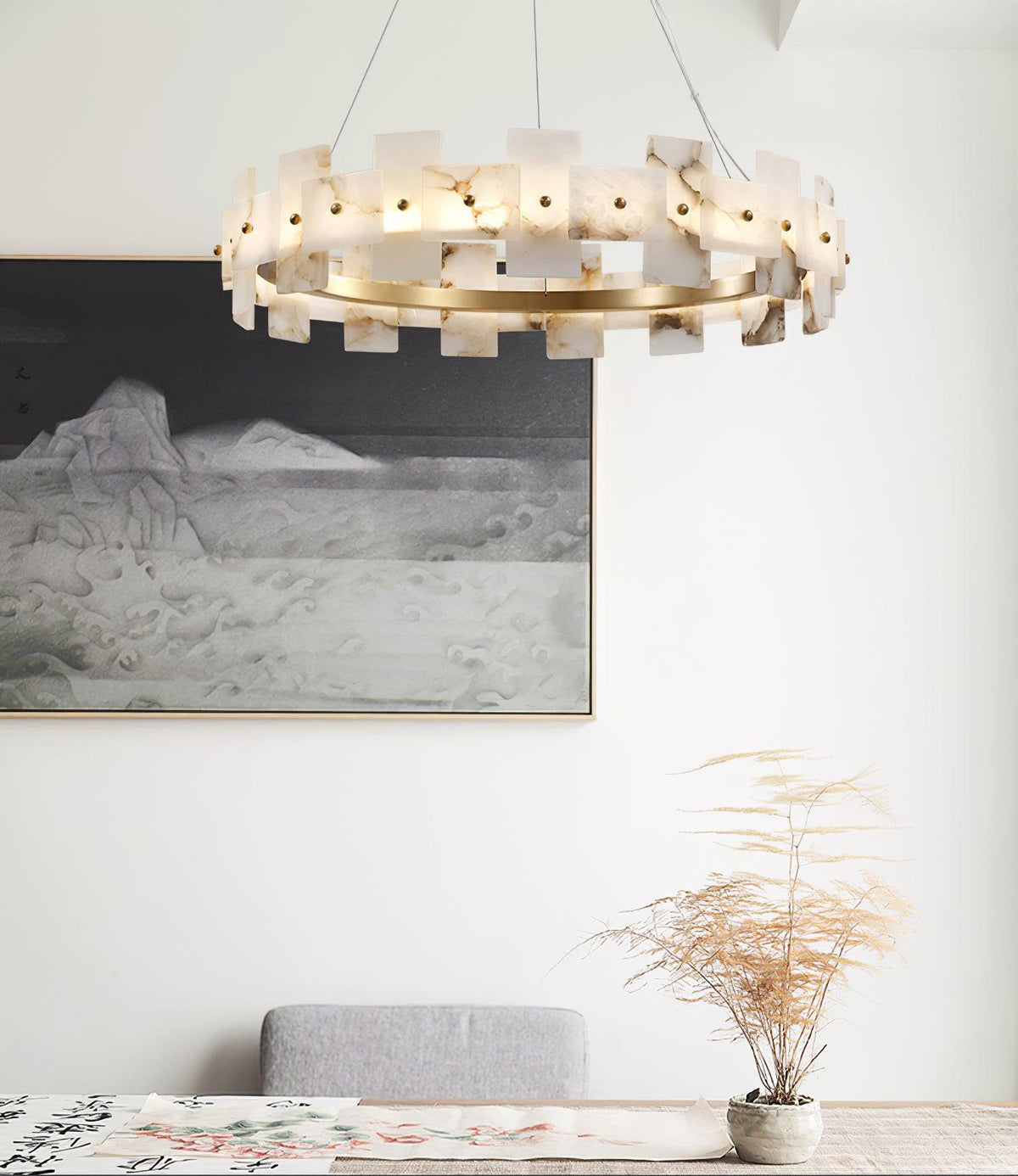Zelvara Alabaster Ring Chandelier