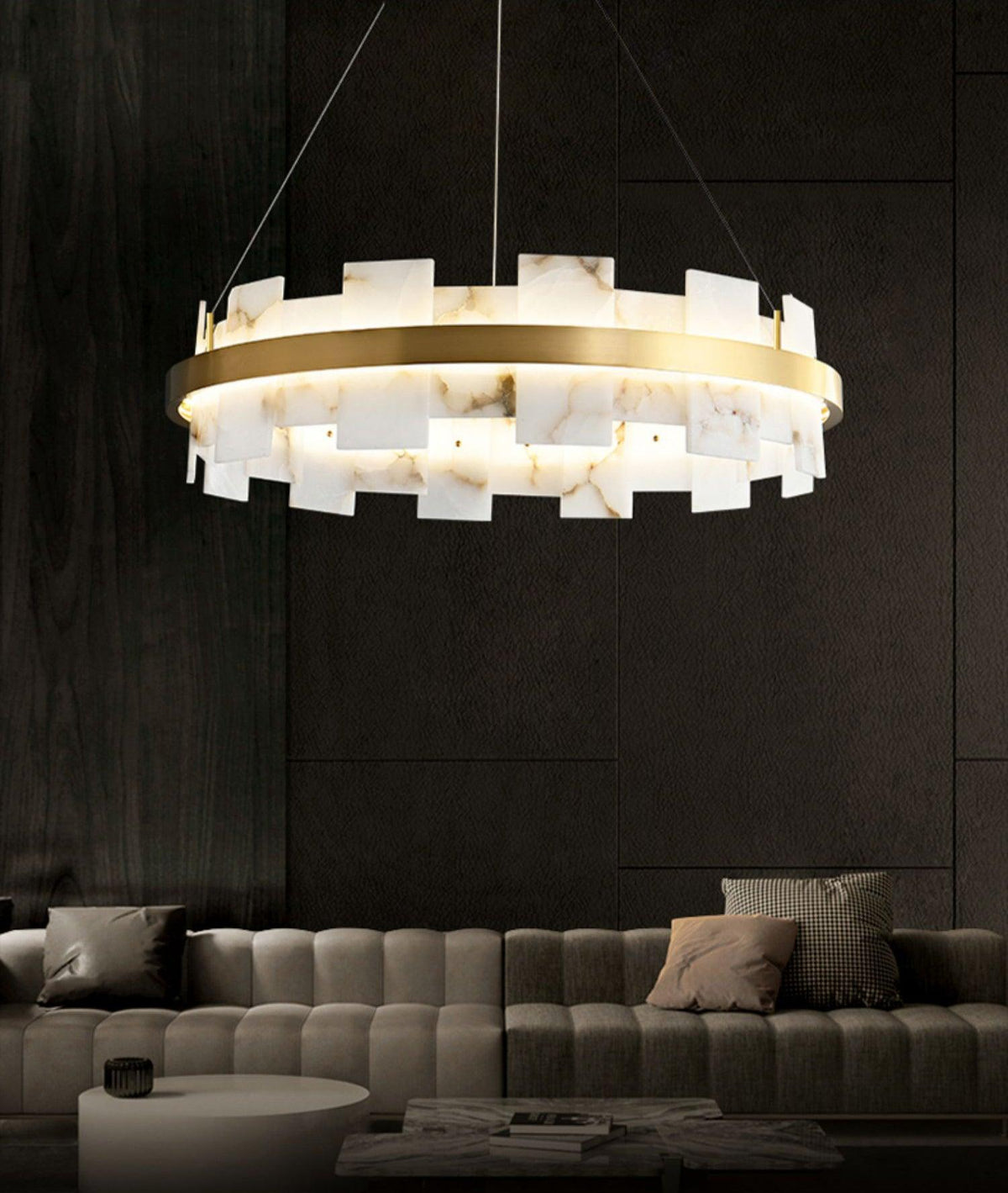 Zelvara Alabaster Ring Chandelier