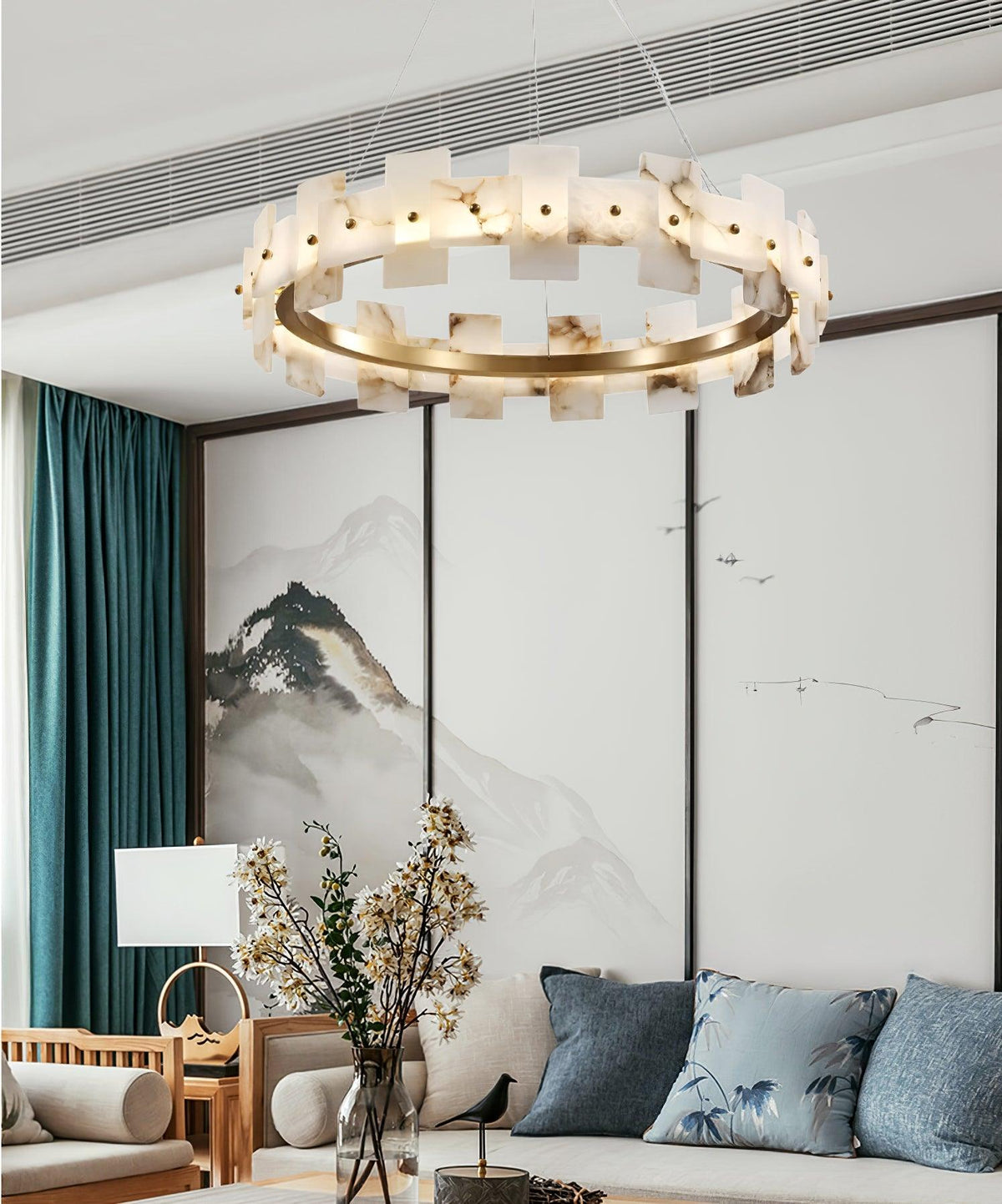 Zelvara Alabaster Ring Chandelier