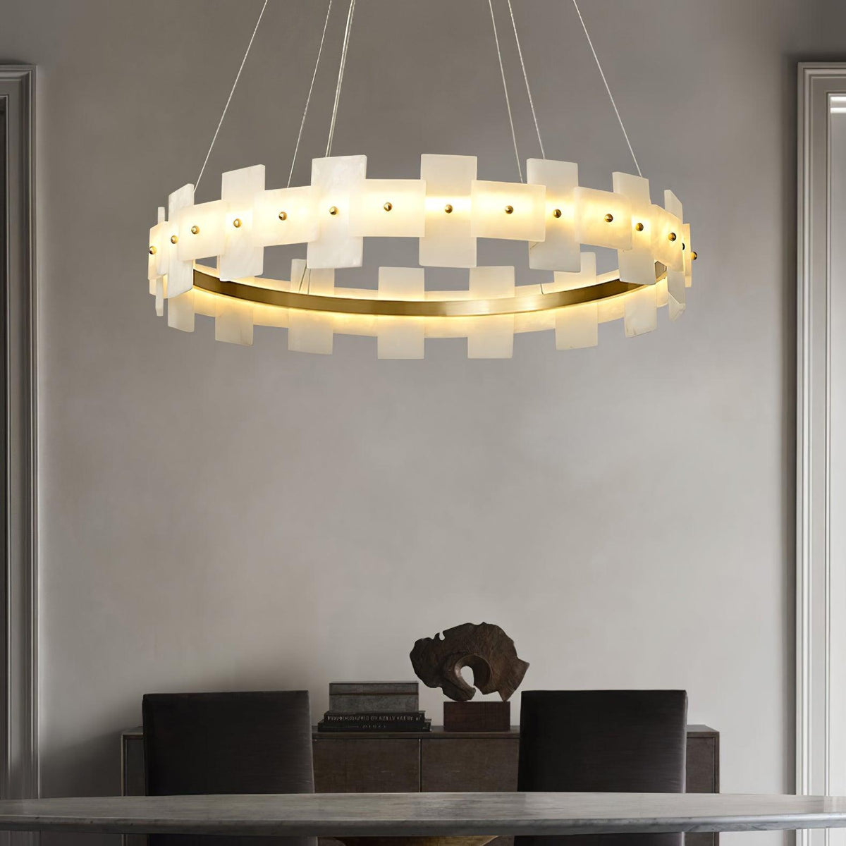 Zelvara Alabaster Ring Chandelier