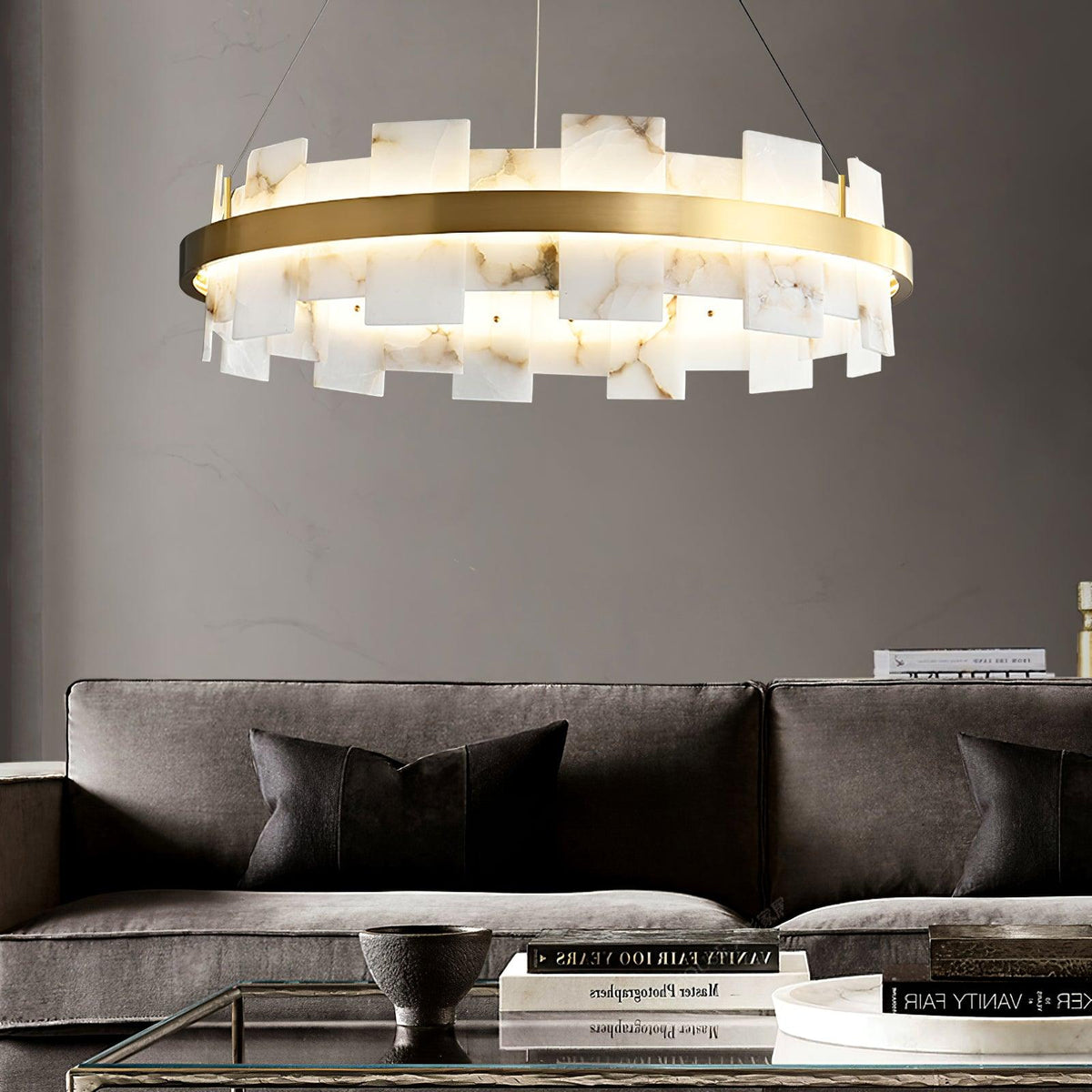 Zelvara Alabaster Ring Chandelier