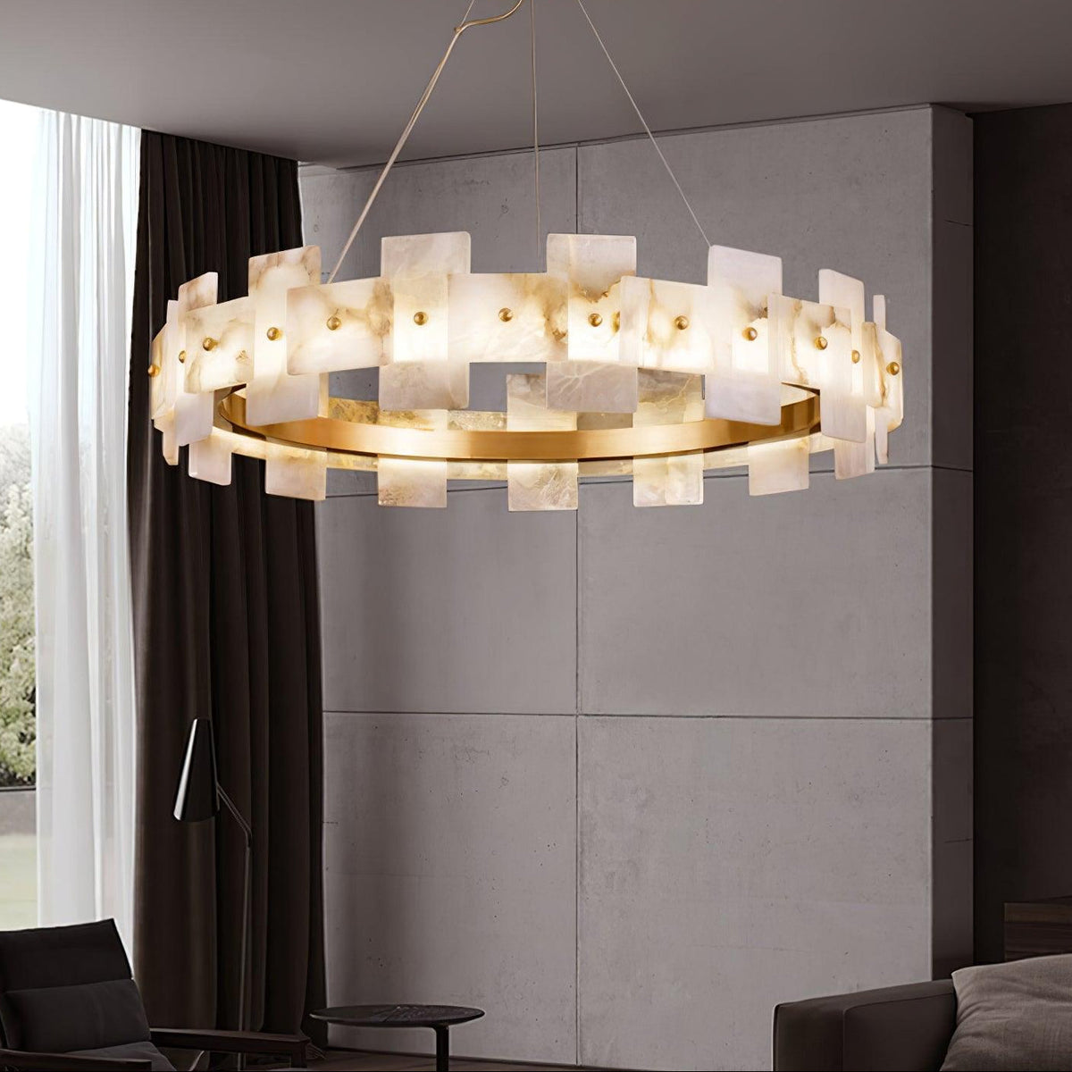 Zelvara Alabaster Ring Chandelier