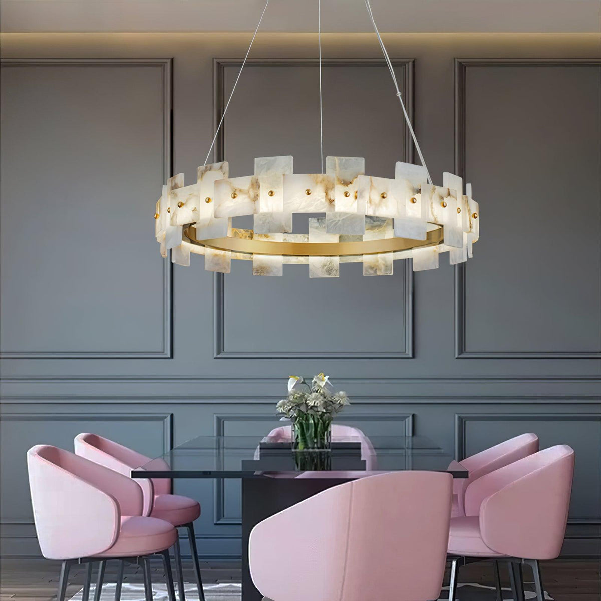 Zelvara Alabaster Ring Chandelier
